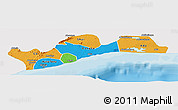 Political Panoramic Map of Greater Accra, single color outside