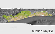 Satellite Panoramic Map of Greater Accra, desaturated