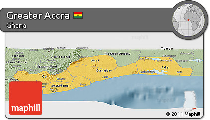 Savanna Style Panoramic Map of Greater Accra