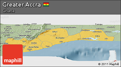Savanna Style Panoramic Map of Greater Accra