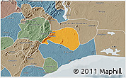 Political 3D Map of Shai, semi-desaturated