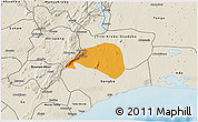 Political 3D Map of Shai, shaded relief outside