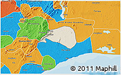 Shaded Relief 3D Map of Shai, political outside