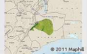 Satellite Map of Shai, shaded relief outside