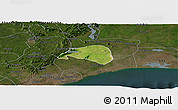 Satellite Panoramic Map of Shai, darken