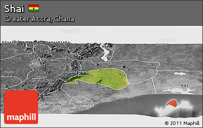 Satellite Panoramic Map of Shai, desaturated