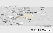 Shaded Relief Panoramic Map of Shai, desaturated