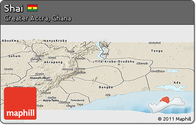 Shaded Relief Panoramic Map of Shai