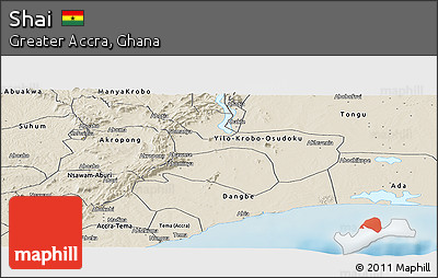 Shaded Relief Panoramic Map of Shai