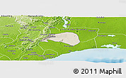 Shaded Relief Panoramic Map of Shai, physical outside