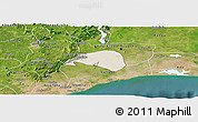 Shaded Relief Panoramic Map of Shai, satellite outside