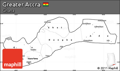 Blank Simple Map of Greater Accra, cropped outside