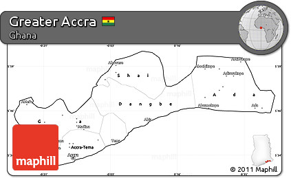 Blank Simple Map of Greater Accra, cropped outside