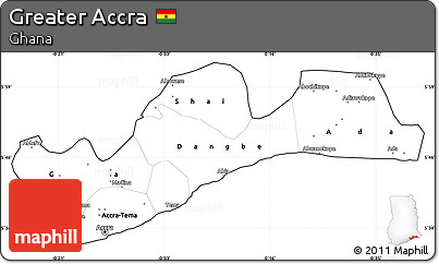 Blank Simple Map of Greater Accra, cropped outside