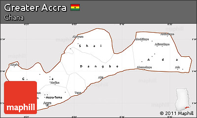 Classic Style Simple Map of Greater Accra, cropped outside