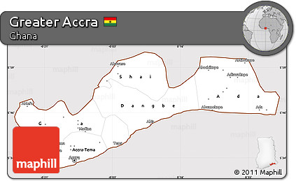 Classic Style Simple Map of Greater Accra, cropped outside