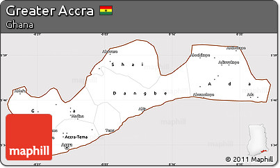 Classic Style Simple Map of Greater Accra, cropped outside