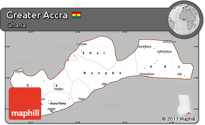 Gray Simple Map of Greater Accra, cropped outside