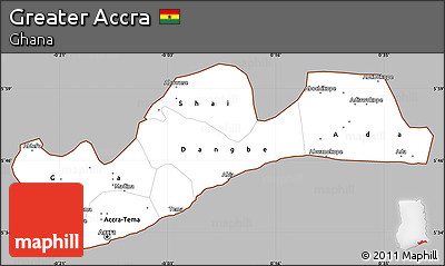 Gray Simple Map of Greater Accra, cropped outside