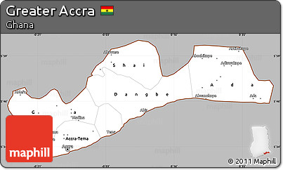 Gray Simple Map of Greater Accra, cropped outside