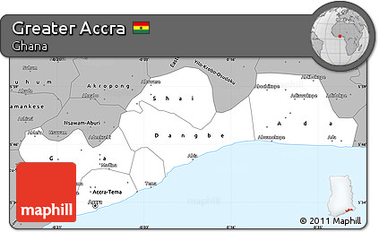 Gray Simple Map of Greater Accra