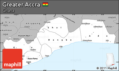 Gray Simple Map of Greater Accra