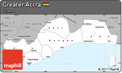 Gray Simple Map of Greater Accra