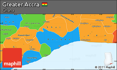 Political Simple Map of Greater Accra