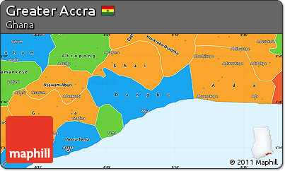 Political Simple Map of Greater Accra