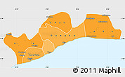 Political Shades Simple Map of Greater Accra, single color outside