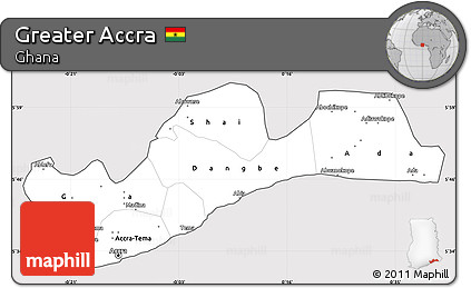 Silver Style Simple Map of Greater Accra, cropped outside