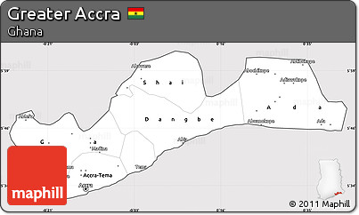 Silver Style Simple Map of Greater Accra, cropped outside