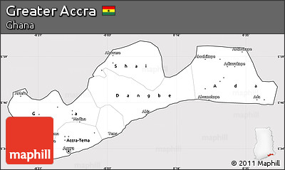 Silver Style Simple Map of Greater Accra, cropped outside