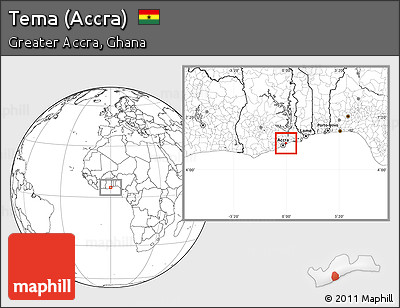 Blank Location Map of Tema (Accra)