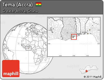 Blank Location Map of Tema (Accra), highlighted country