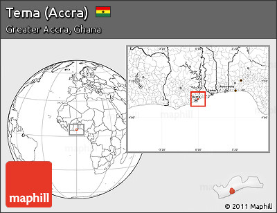 Blank Location Map of Tema (Accra), highlighted parent region
