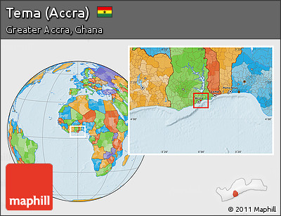 Political Location Map of Tema (Accra)