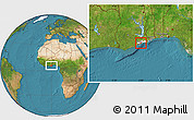 Satellite Location Map of Tema (Accra), highlighted parent region