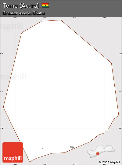 Classic Style Simple Map of Tema (Accra), cropped outside