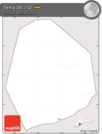 Classic Style Simple Map of Tema (Accra), cropped outside
