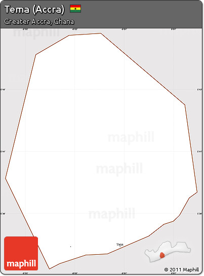 Classic Style Simple Map of Tema (Accra), cropped outside