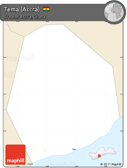 Classic Style Simple Map of Tema (Accra)