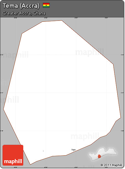 Gray Simple Map of Tema (Accra), cropped outside