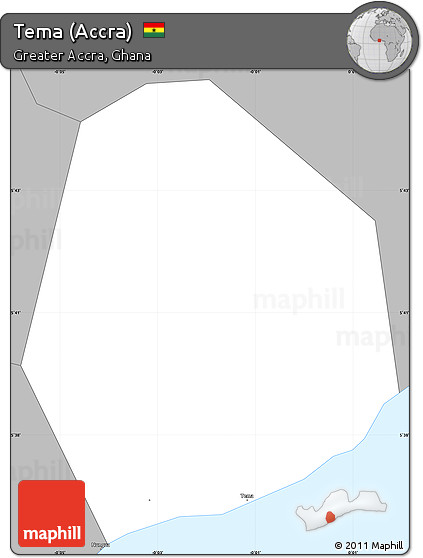 Gray Simple Map of Tema (Accra)
