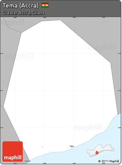 Gray Simple Map of Tema (Accra)
