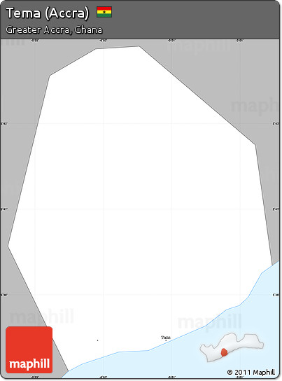 Gray Simple Map of Tema (Accra), single color outside