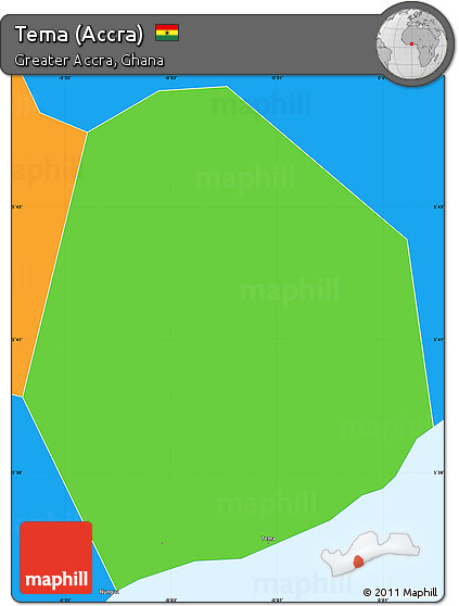 Political Simple Map of Tema (Accra)