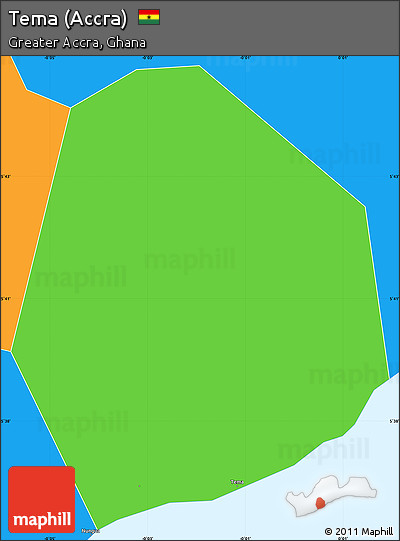 Political Simple Map of Tema (Accra)