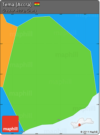 Political Simple Map of Tema (Accra)