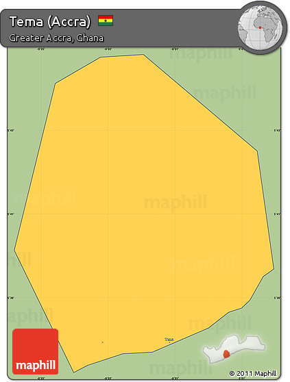 Savanna Style Simple Map of Tema (Accra), cropped outside